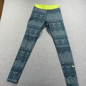 Nike Pro Dri-FIT Women's Compression Pants Blue Yellow M Tights Workout